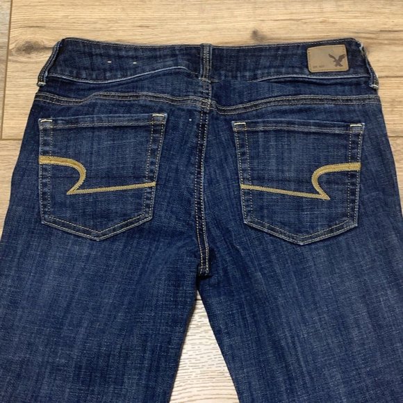 Women's American Eagle Denim Jeans Size 4 Blue Regular Artist Crop Stretch - Picture 4 of 11